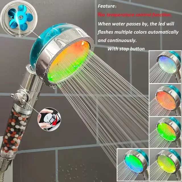 LED Anion Shower Head Rainfall SPA Temperature Control Shower Head Pressurized Water Saving 3/7 Colors Handheld Bathroom ShowerM251120