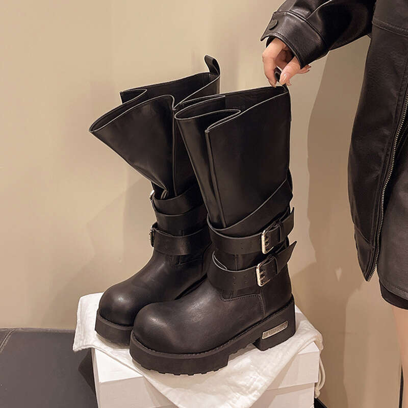 2025 Spring New Women's Martin High Heel Round Toe PU Leather Lady Style Breathable Inner Short Boots