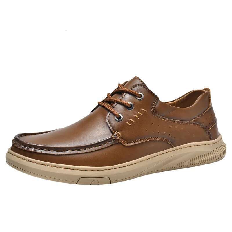 Men Genuine Leather Business Casual Comfortable Soft Sole Anti Slip Oil Resistant One Step Lazy Driving Shoes