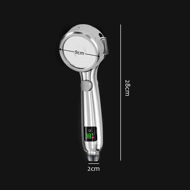 Intelligent Temperature Display LED Shower Head High Pressure 4 Modes Adjustable Rainfall Shower Water Saving Bathroom AcessoryM251120