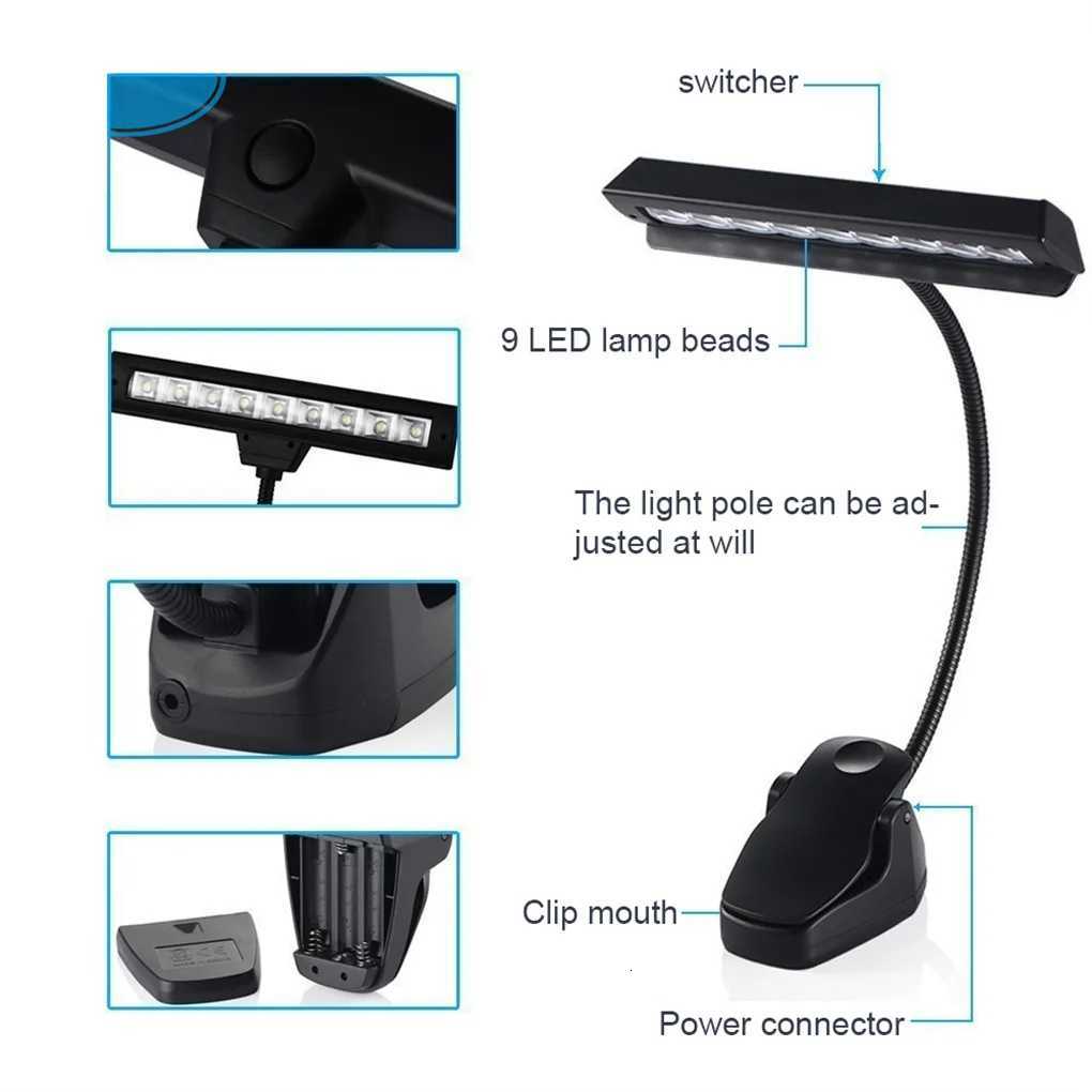 LED Music Stand Light Book Reading Lamp with Flexible Neck Lighting Kit Piano Players Musician Present Supplies M251120