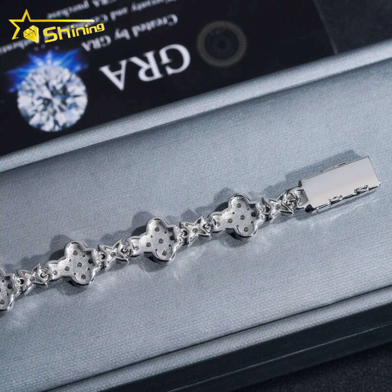 New Cross Iced Bracelet Pure Sier Chain Tester GRA Certified VVS Silicon Stone Tennis Necklace