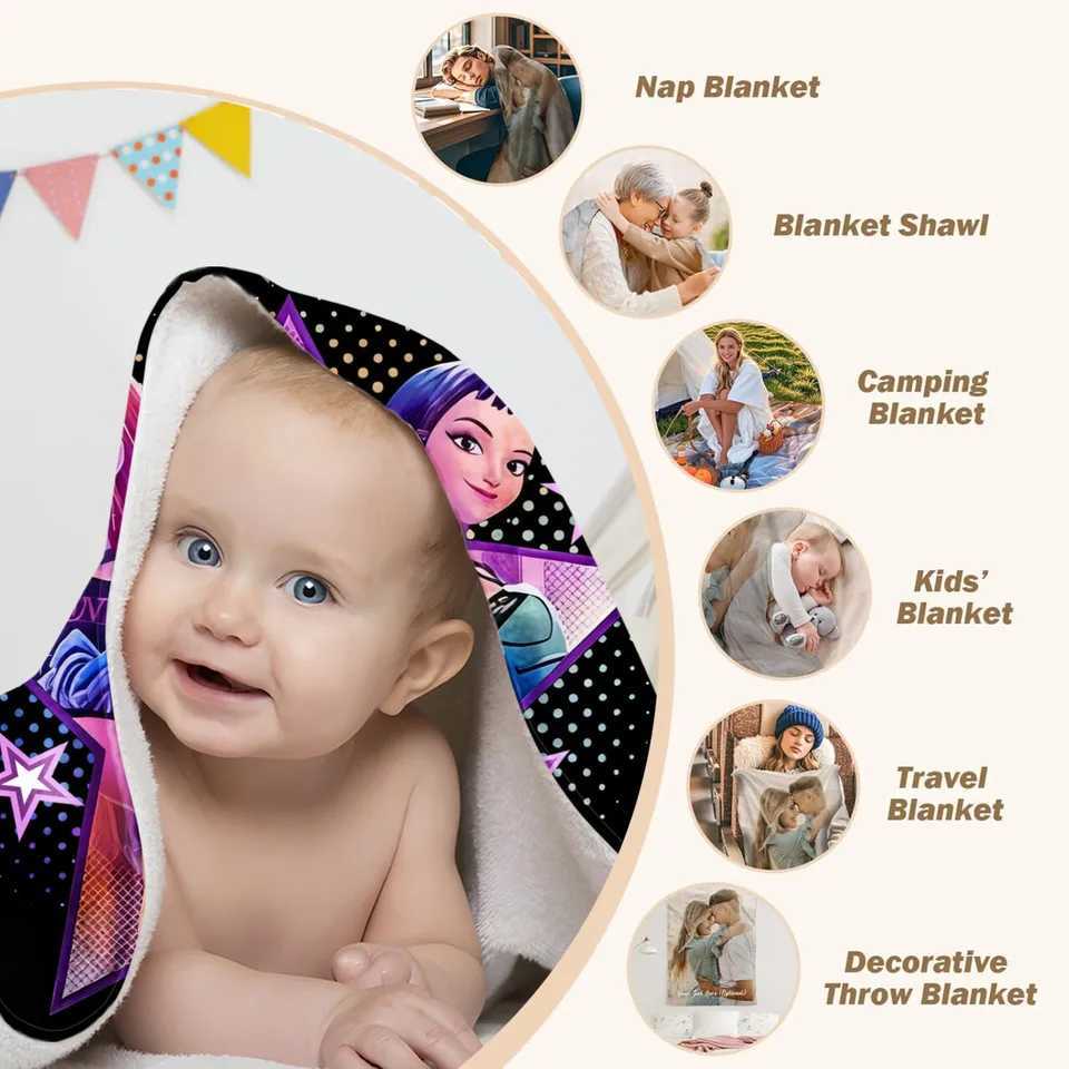 Custom name Demon Hunters K-pop 3D Printed Flannel Blanket Sherpa Fleece Throw Warm Gift for Kids Adults Home Office H251120