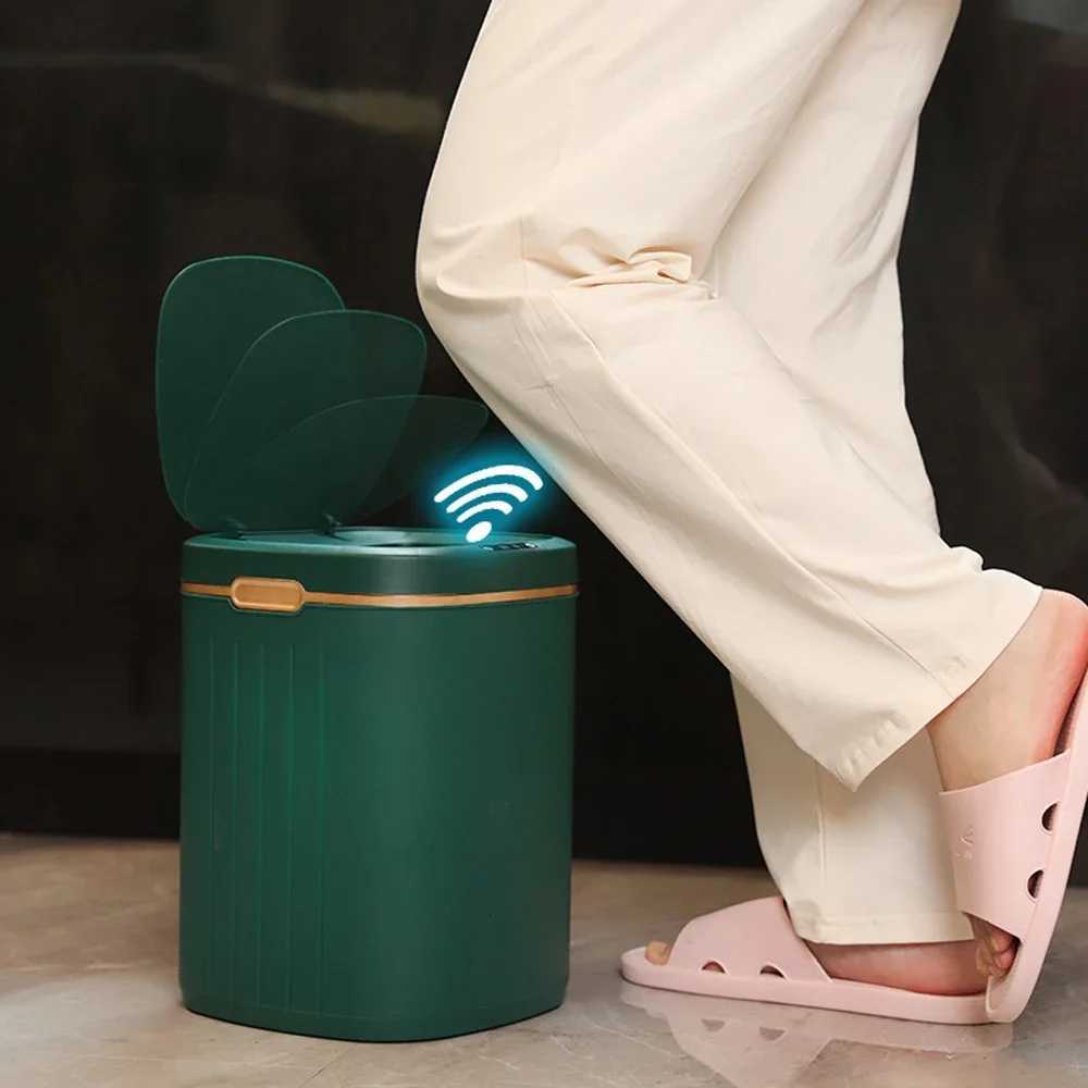 8L Smart Trash Can Home Bathroom Kitchen Trash Bin Living Room Bedroom Cube Electric Waste Bin Small Touch Automatic Sensor Bin C251120