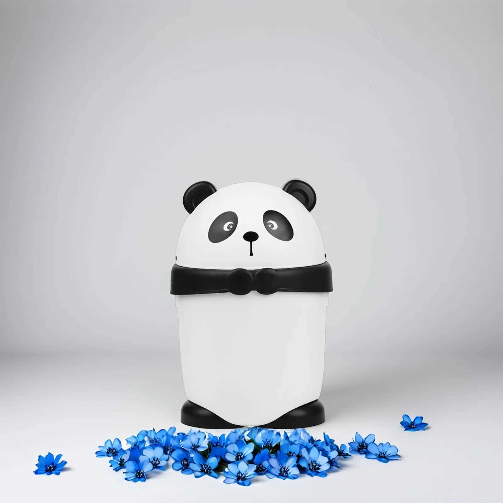 3D Cartoon Panda Flip Lid Trash Can PP Material Kitchen Bedroom Office Garbage Bin With Lid Reusable Plastic Waste Bin C251120