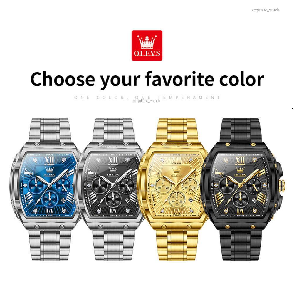 OLEVS Designer Men's Watch Bucket Multi-functional Best-selling Waterproof Steel Band Quartz Men's Gold Luxury Watch Free Delivery And Whole