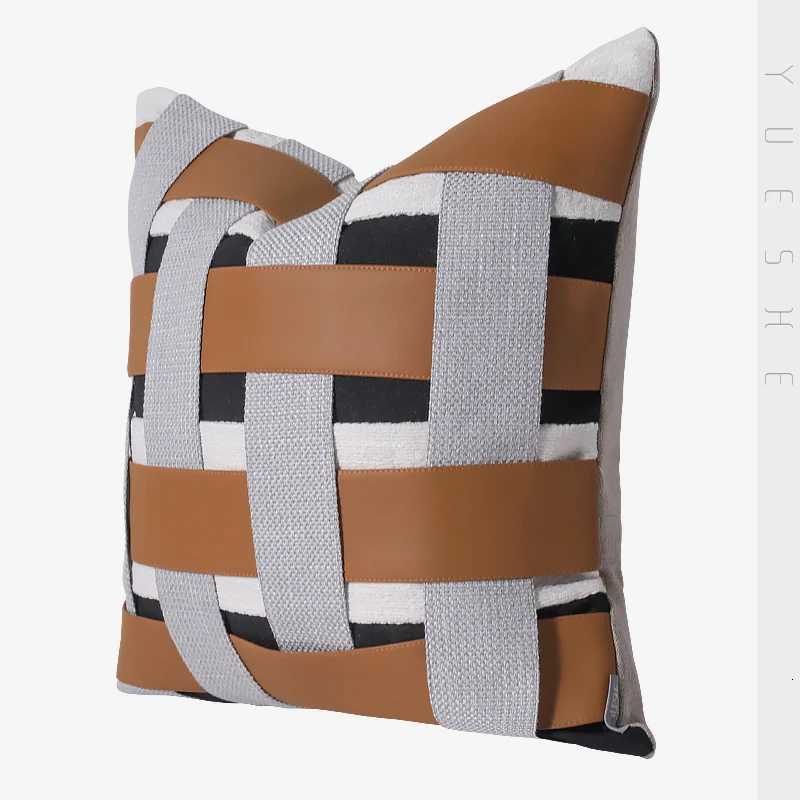 Pillow Case Simple and modern hotel bedroom square orange black woven sofa living room decoration restaurant winery C251120