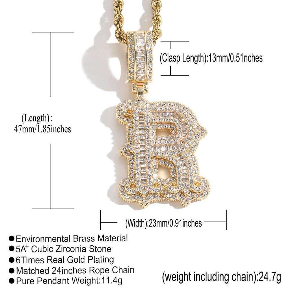Luxury designer Rock Candy 26 letter Pendant Ice out VVS Moissanstone Men Women pendant Necklace with free shipping