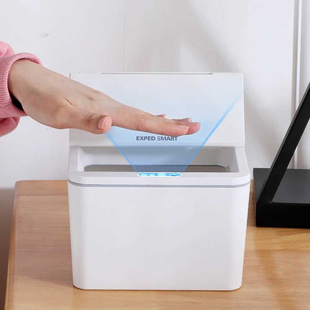 Electric Sensor Desktop Trash Can Portable Automatic Garbage Bin with Lid 4L Storage Bucket Battery/Rechargeable for Car Outdoor C251120