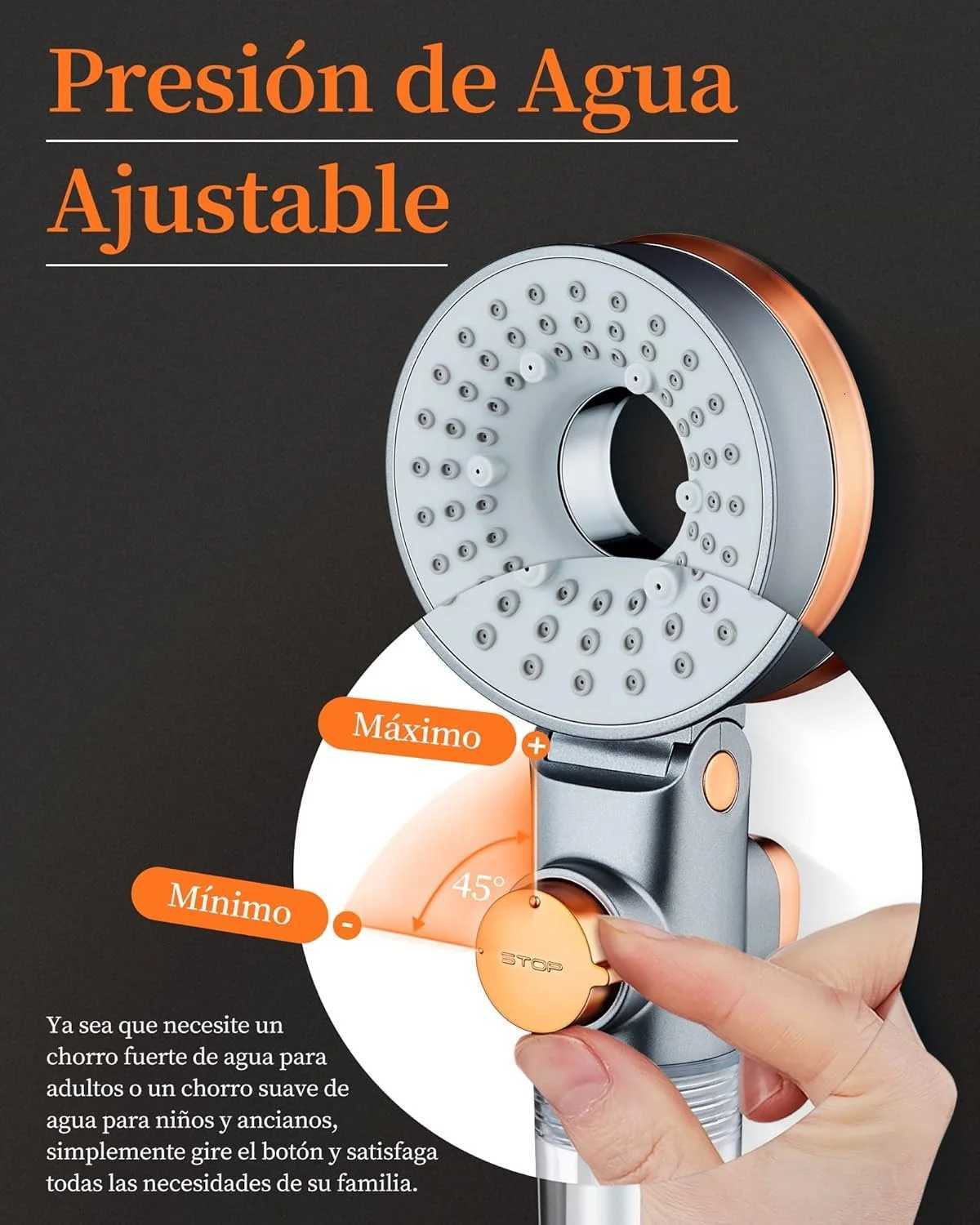 Shower Enclosure with Filter High Pressure Shower Head with 3 Modes Water Saving Bathroom Showers Rain Shower HeadM251120