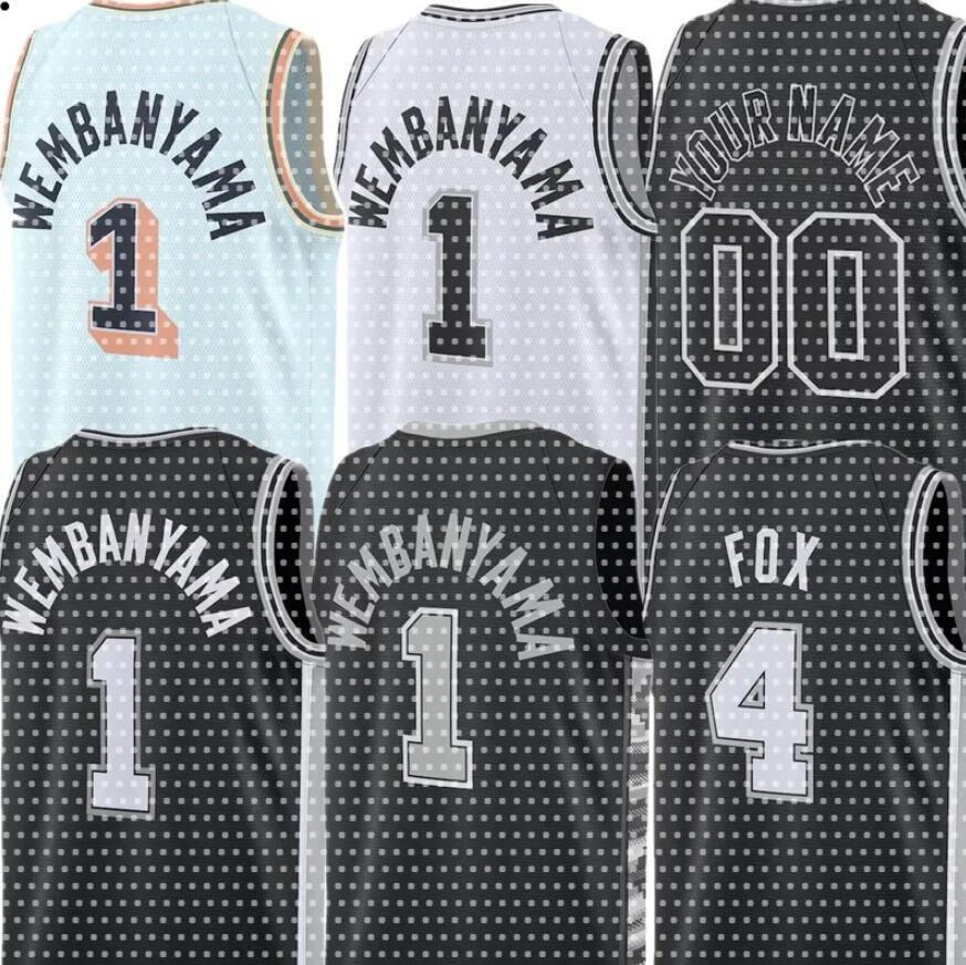 Custom Spurs Basketball Jersey Victor Wembanyama Fox Devin Vassell Harrison Barnes Stephon Castle Julian Champagnie Keldon Johnson Jeremy Sochan Dylan Harper