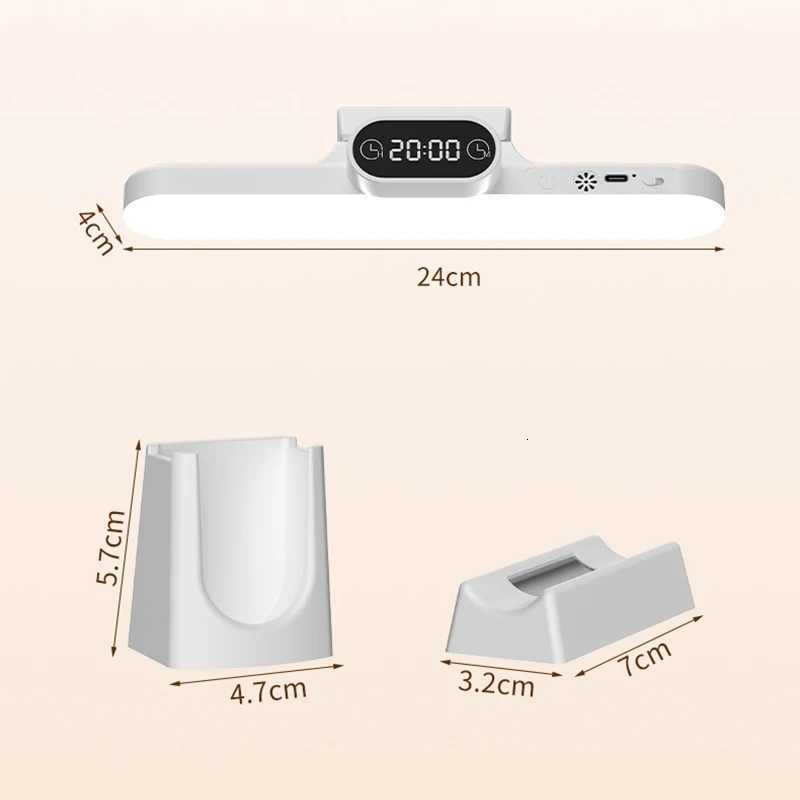 Desk Lamp Hanging Magnetic Clock Table Lamp LED USB Rechargeable Stepless Dimming Cabinet Closet Wardrobe Night Light M251120