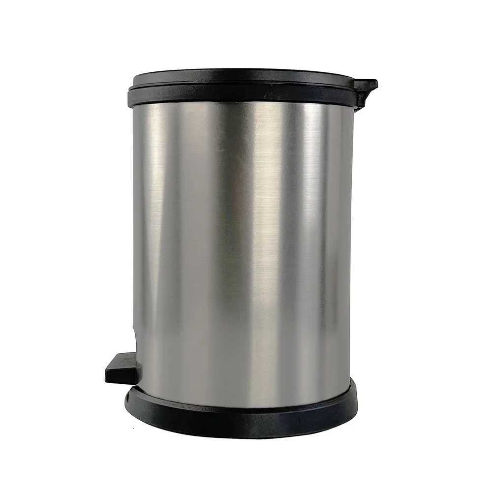 5 Gallon Round Step Trash Can Touchless Bathroom Wastebasket Durable Pedal Design Silver C251120