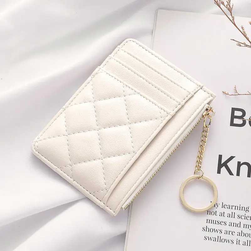 Minimalist Lingge Zero Wallet for Ladies Creative Chain Zipper Bag Ultra Thin Portable Coin Bag Womens Multi Card ID BagW251120