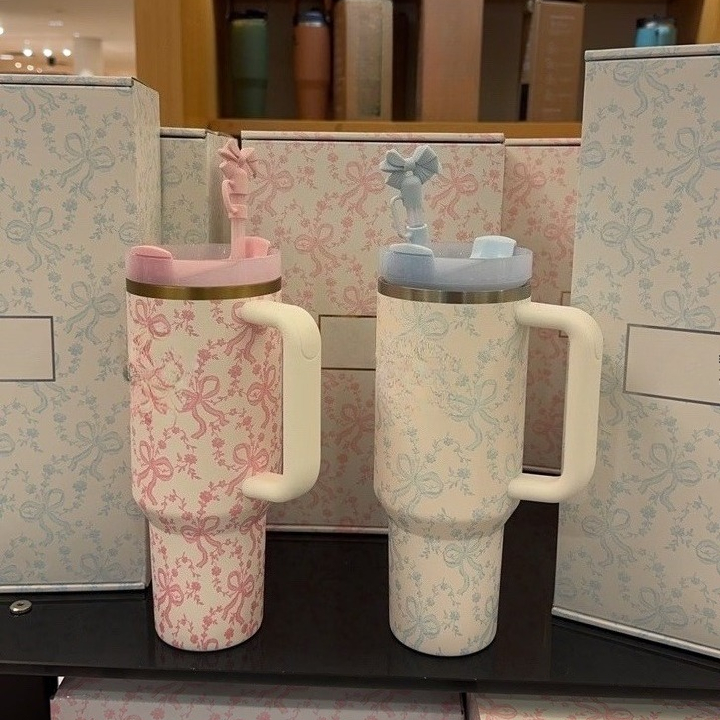 H2.0 Flowstate Tumbler 40 OZ in Chantilly Stainless Steel Insulated Mug, LoveShackFancy All-Day Julienne Mini Cooler Lunch Bag Box Christmas and Valentine's Day Gifts