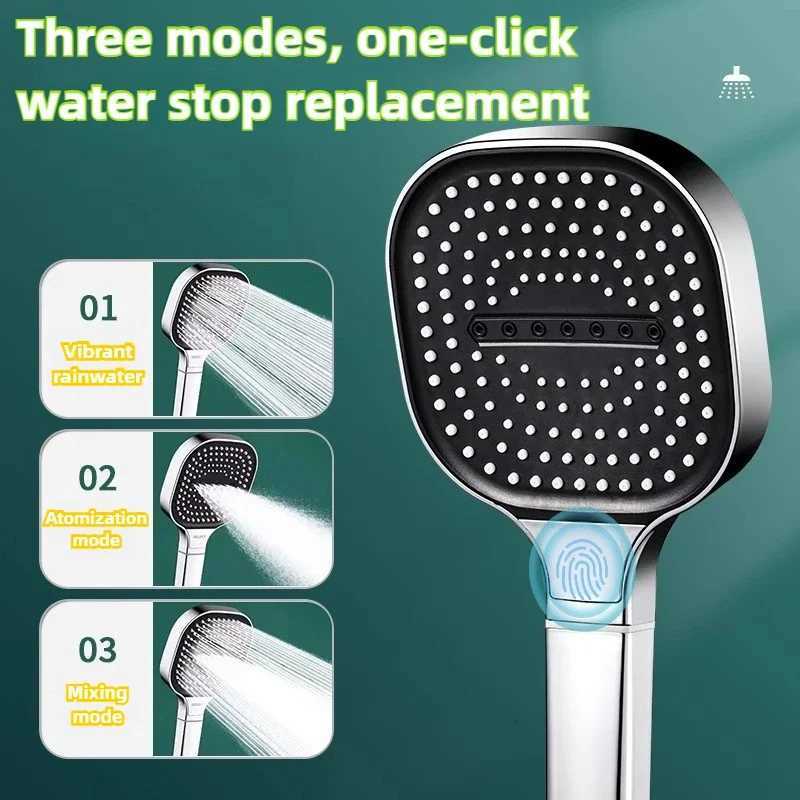 Large Panel Shower Head 3 Modes Adjustable High Pressure Water Massage Shower Head Water Saving Bathroom AccessoriesM251120