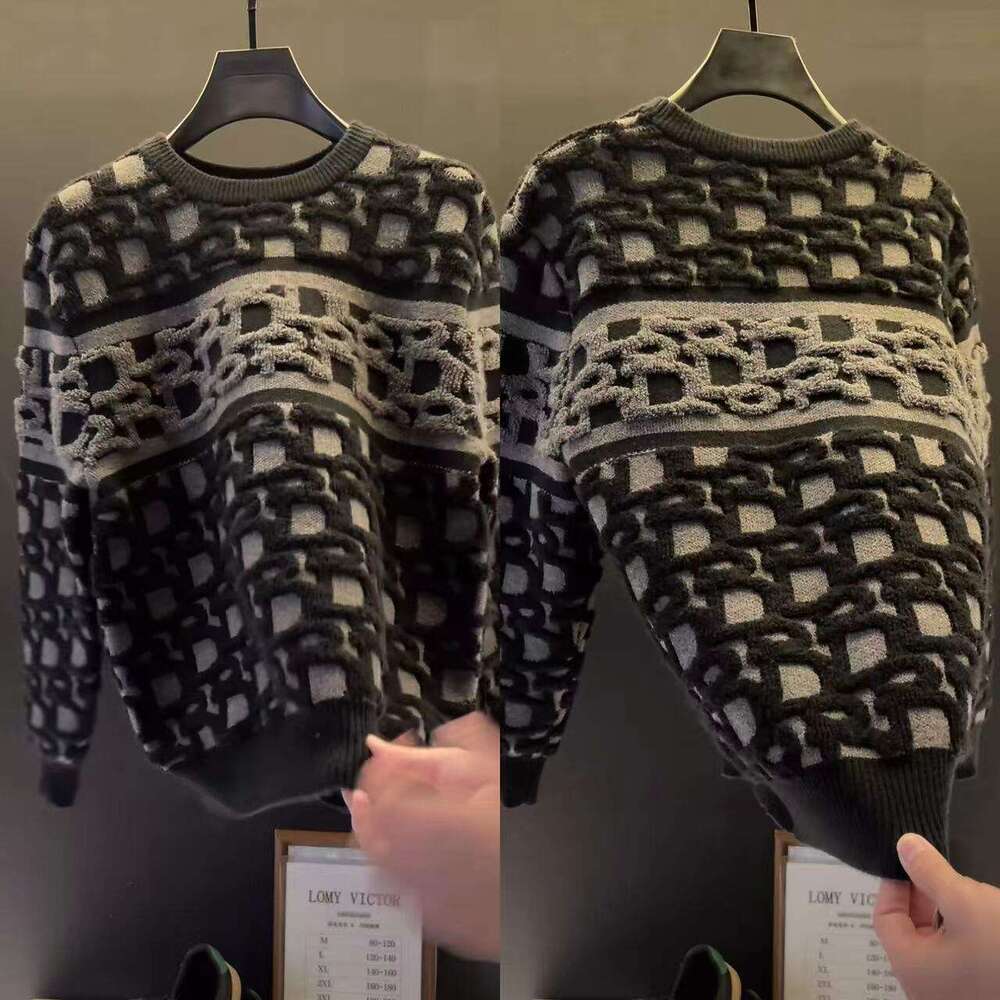 Knitted Men's Round Neck Trendy Jacquard Loose Versatile High-End Youth Sweater