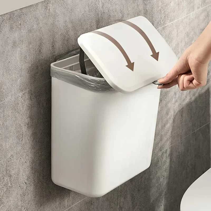 This Is A High-end Household Trash Can for The Bathroom Kitchen and Living Room with A Seamless Flip Lid and Wall-mounted Design C251120