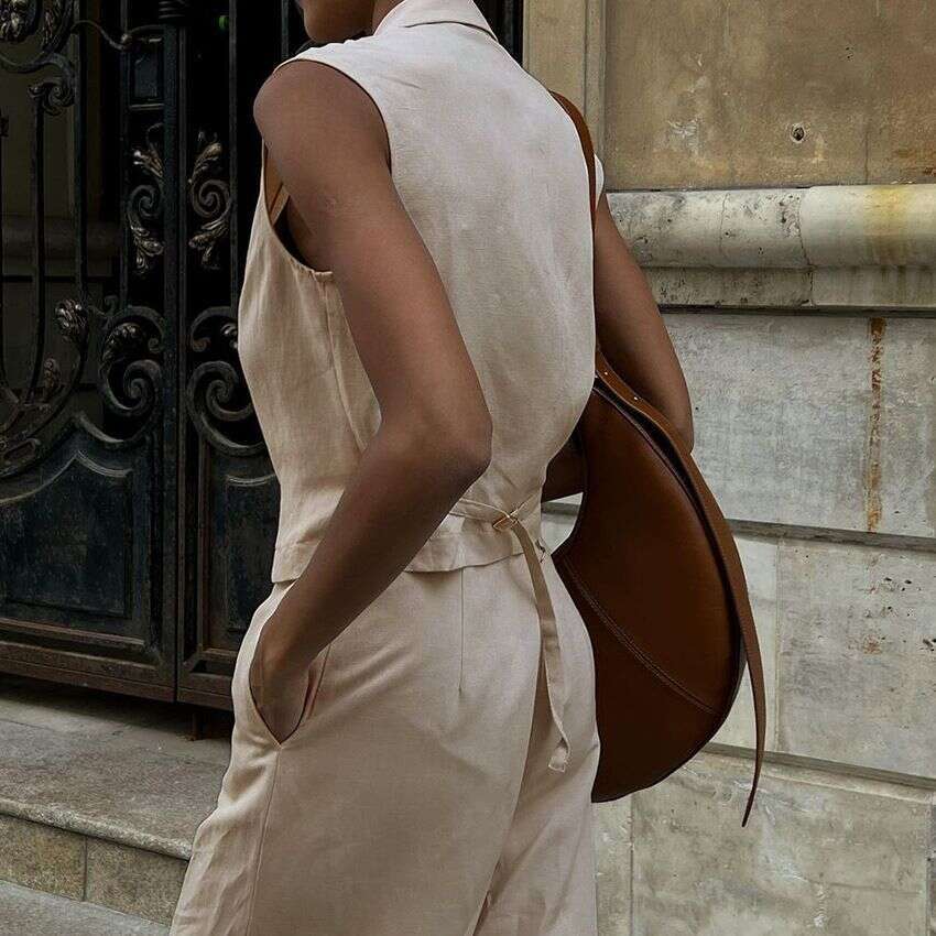 hoodie Women's Wear Cotton Summer Casual Cotton And Linen Vest Single Breasted Vest+Pants Set jacket