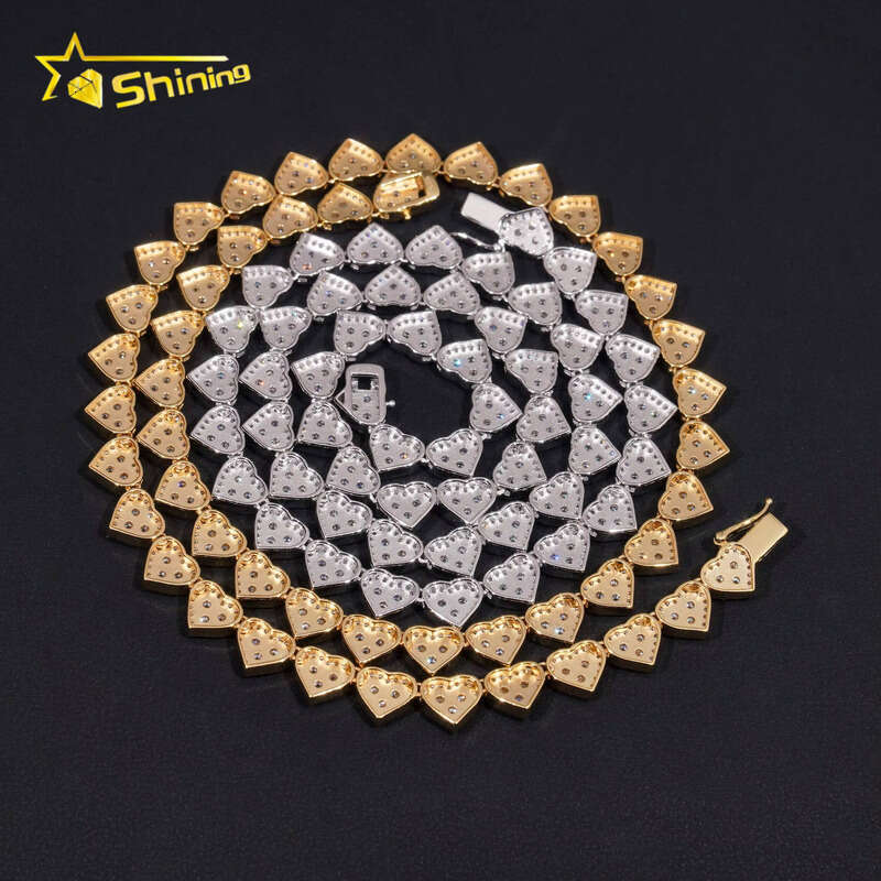 Fast Delivery Design Sterling Sier Pass Dia Tester GRA Certified VVS Silicon Stone Heart Cluster Chain Necklace