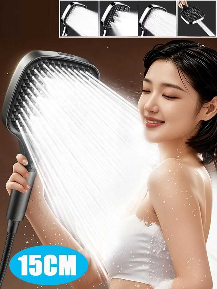 4 Modes Large Shower Head 15CM Big Panel Adjustable Mixer Nozzles Bathroom High-pressure Water-saving Shower Bathroom AccessorieM251120
