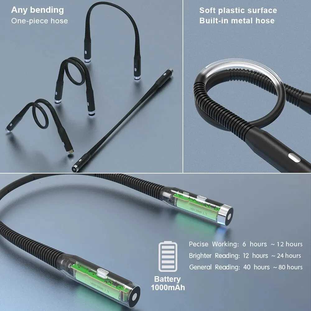 Neck Reading Light Book Lights Reading in Bed Bendable Long Lasting Portable USB Rechargeable Novelty Flexible LED Book Lighting M251120