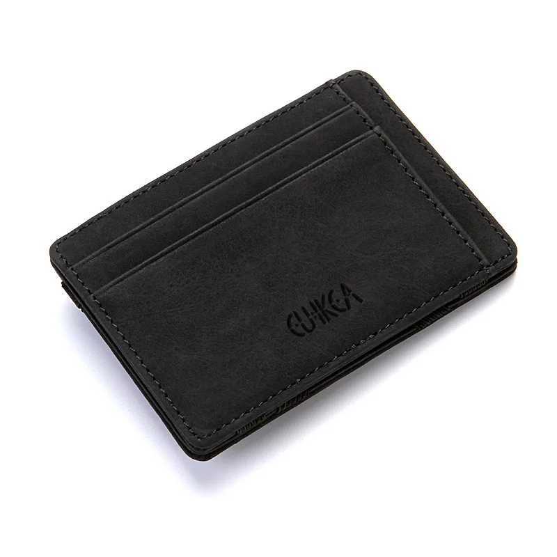 Ultra thin 2023 new mens PU leather mini magic wallet zipper coin wallet bag plastic credit card bank card holder W250419
