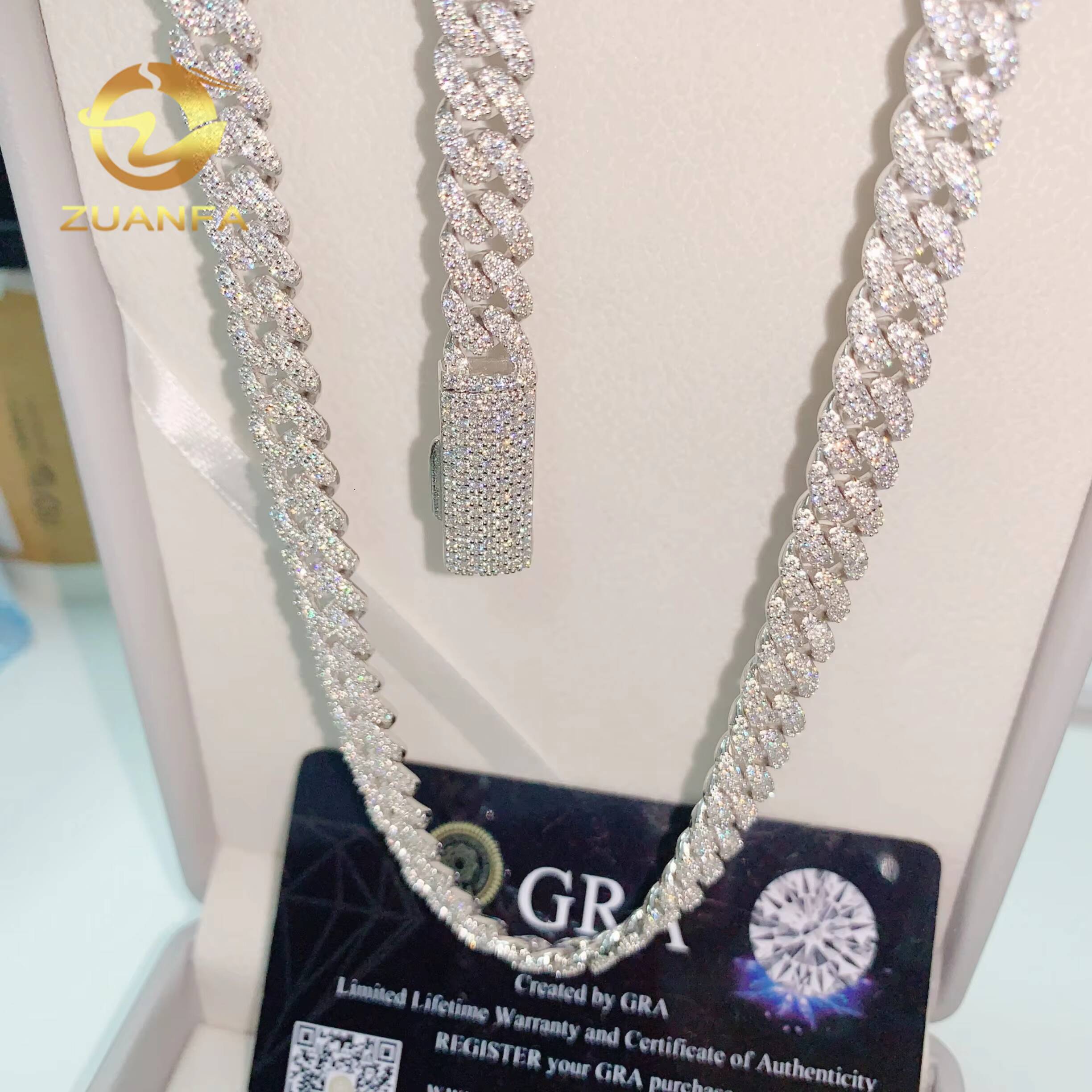 Affordable Fine Jewelry Cuban Link Chain Necklace Moissanite 8mm Soldier Chain Moissanite Chain Cuban Links 925