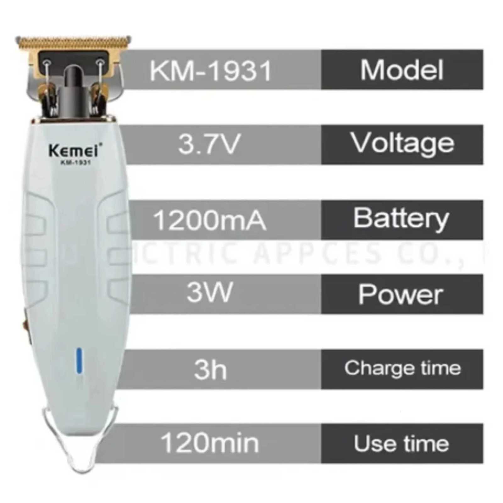 KM-1931 Kemei Professional Electric Barber Shears Mens Stainless Steel Hair Clipper ShavingT251120