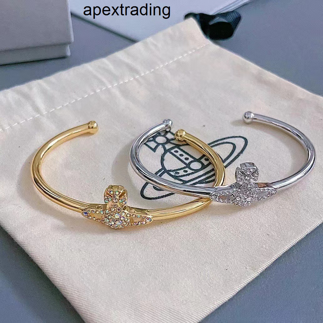Designer Westwood High Version Empress Dowager Saturn Bracelet Shining Full of Diamonds Open Versatile and En viviane Vivienme viviennen viviennely west wood 2GLR