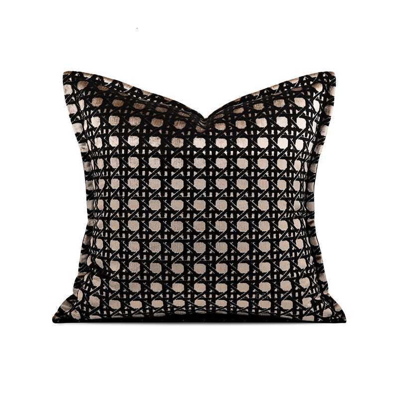 Pillow Case Luxury Villa Model Room Imported Velvet Black Coffee Gold Sofa Living Room Bedhead Square Cushion C251120