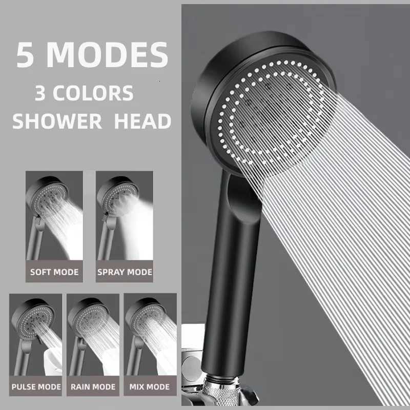 NEW Black 5 Modes Water Saving Shower Head Adjustable High Pressure Sprayer Shower Water Massage Shower Head For BathroomM251120