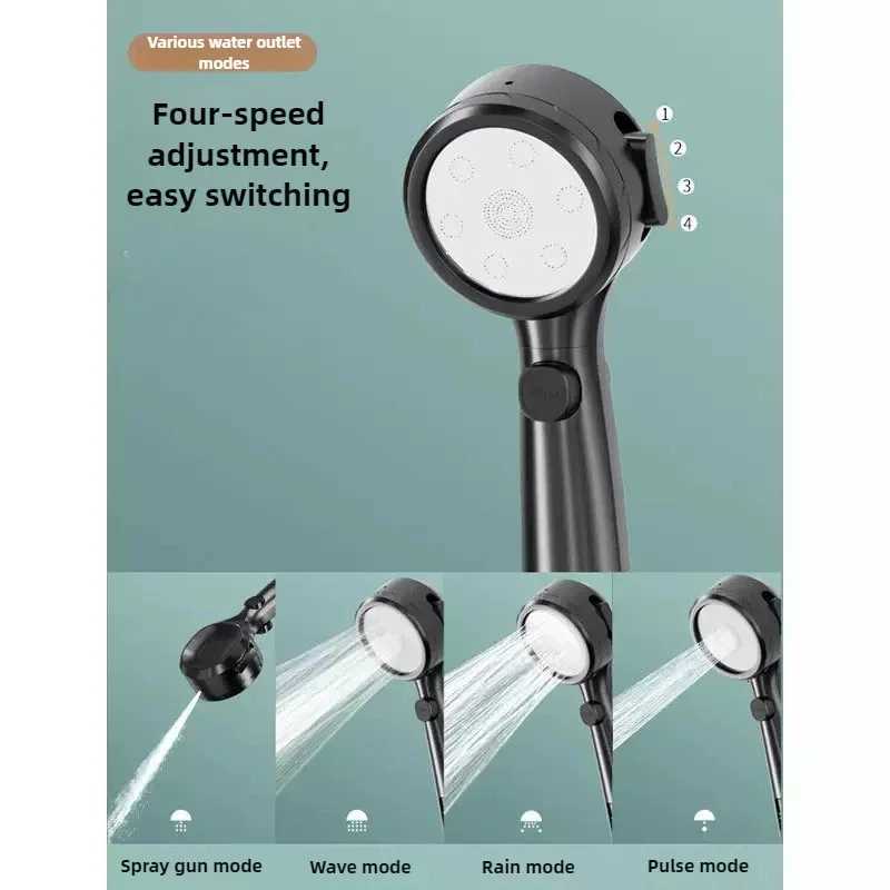 Shower Head High Pressure Bathroom Accessory Water Saving Pressurized Adjustable Spray LED Digital Temperature DisplayM251120