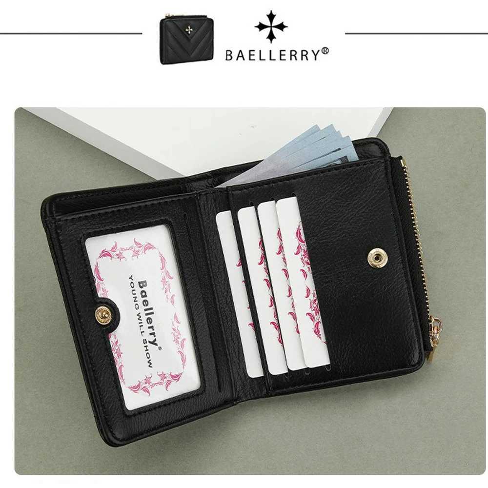 Short Wallet for Women Baellerry Minimalist Korean Card Case with Zipper Stitching Detail Multi Slot RFID Blocking Small PurseW251120