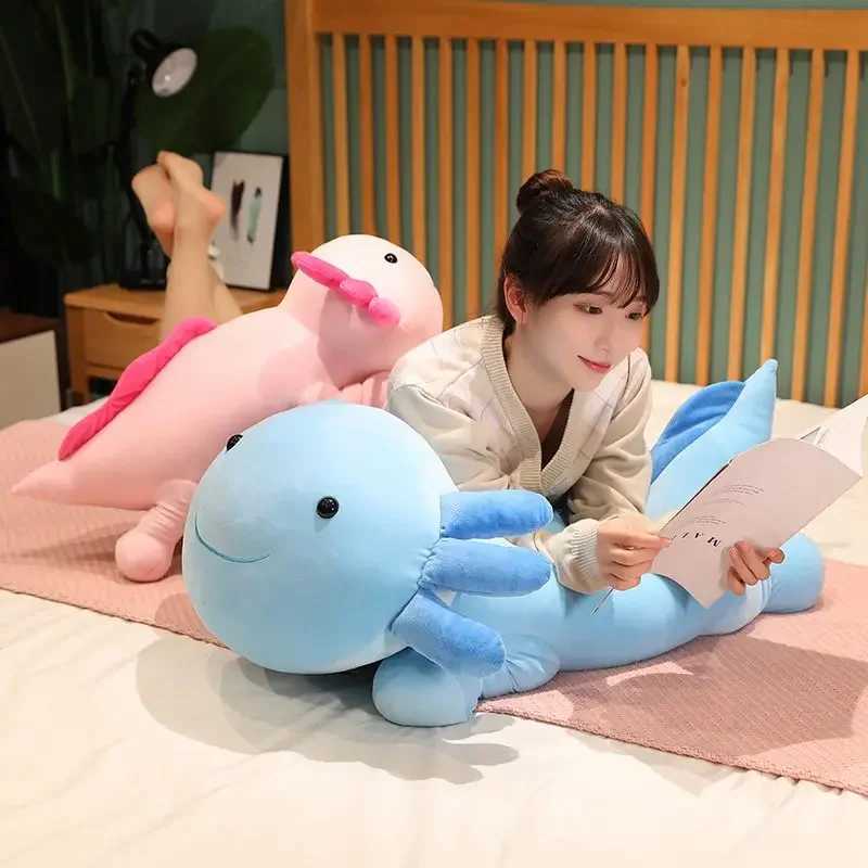 Giant Colorful Newt Plush Toy Stuffed Cute Axolotl Salamander Fuzzy Long Plush Fish Appeasing Long Pillow Cushion Kids Gift G251120