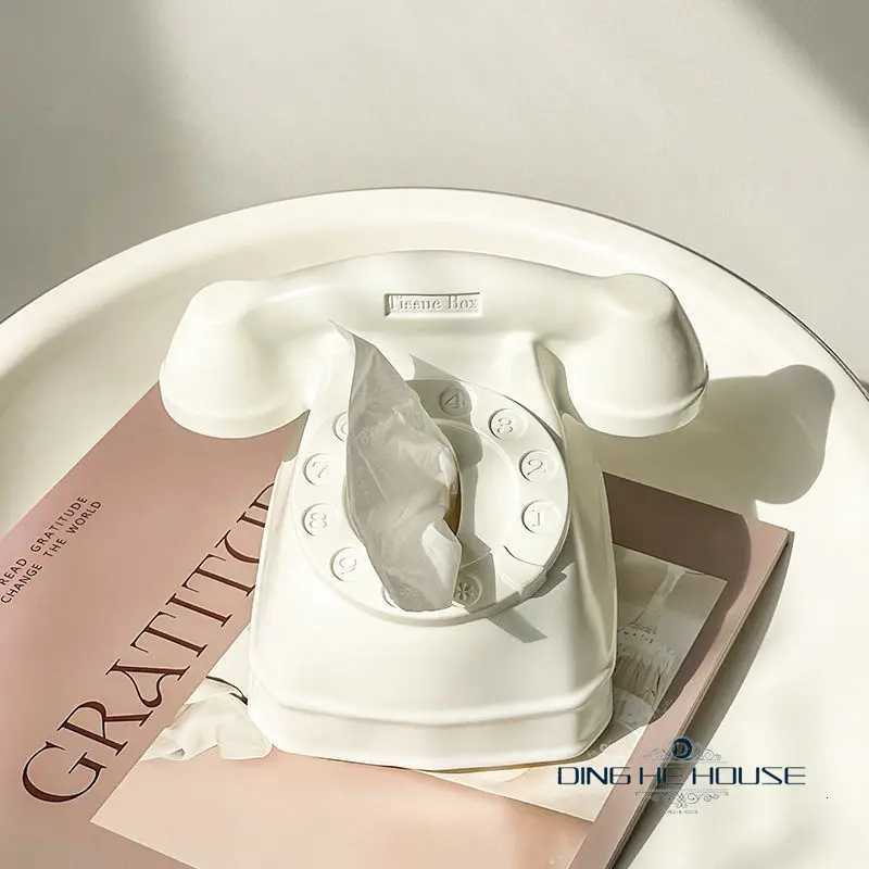 Creative Personty Retro Telephone Tissue Box Household Living Room Bedroom Table Decorative Style Storage Box C251120