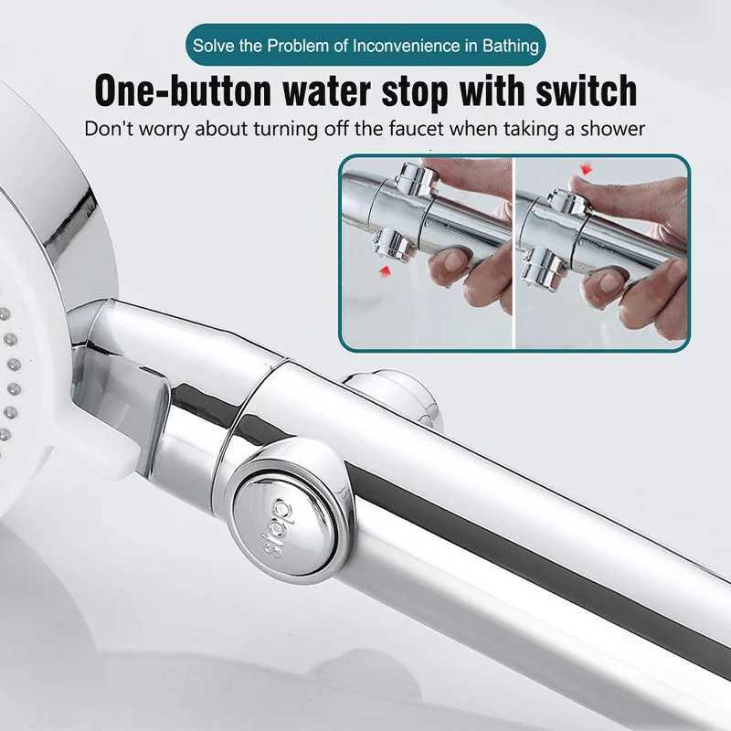 High Pressure Shower Head 5 Modes Adjustable Showerheads with Hose Water Saving One-Key Stop Spray Nozzle Bathroom AccessoriesM251120