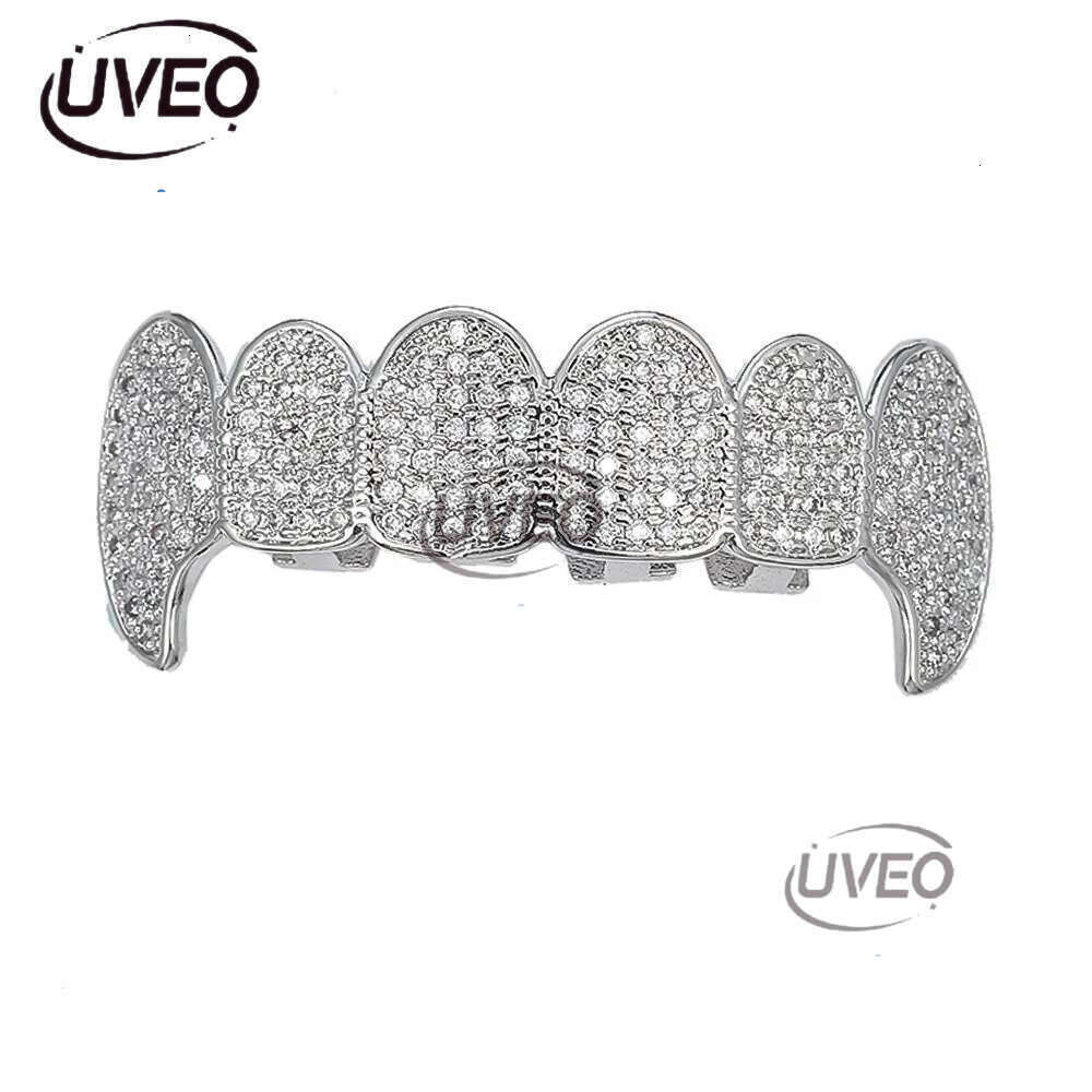 Luxury designer Gold shiny ice Teeth Ice out VVS Moissanite grill Ricky up and down grill set Hip Hop jewelry free shipping