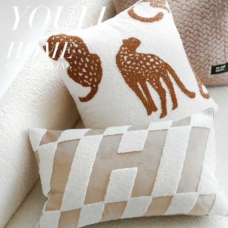 Pillow Case 30X50/45x45CM French Animal Throw Cover Brown Light Luxury Stamping Waist Cushion Cover Decor Home Decorative case C251120