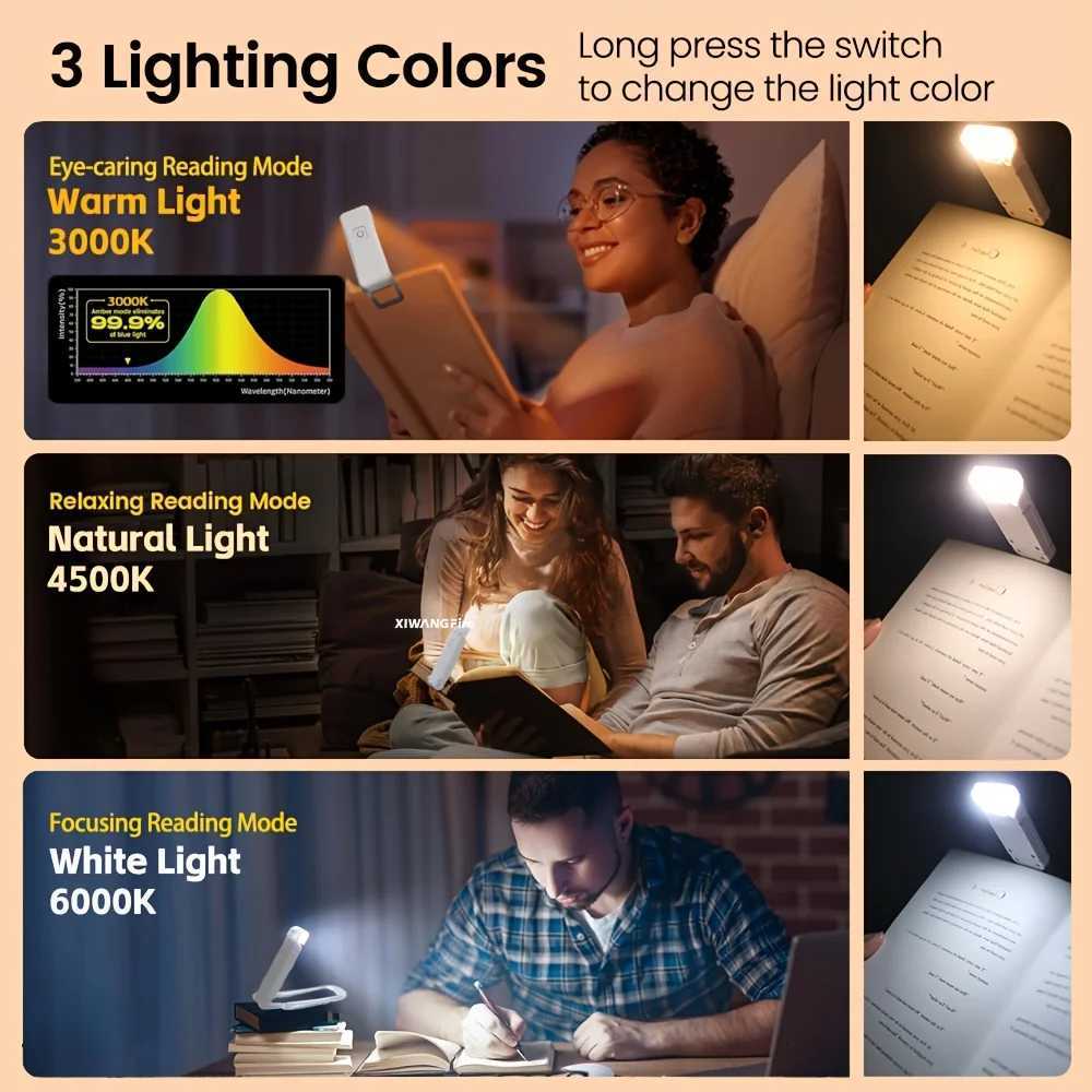 USB Rechargeable Book Lights Reading Light Eye-Protection Night Light Portable Clip Desk Light Bookmark Read Light Night Lamp M251120