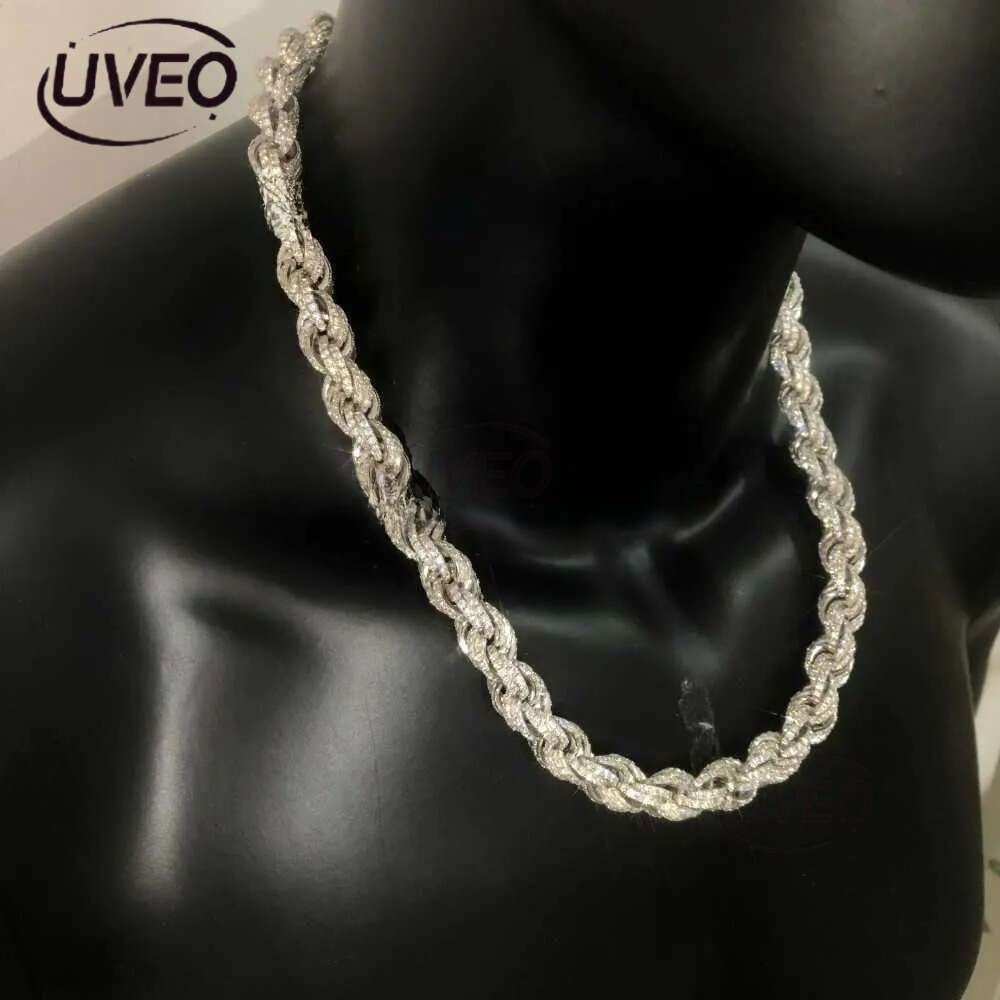 Twisted Moissanite S 10k 14k Solid Gold Hip Hop Men Jewelry Cuban Necklace Iced Out Vvs Dia Rope Chain Free delivery