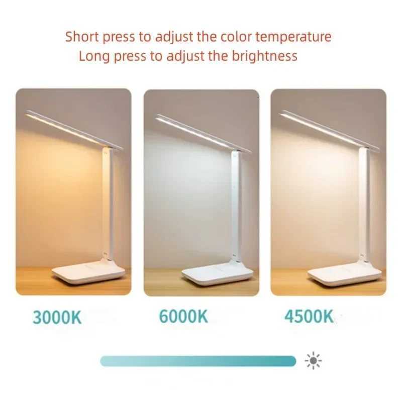 LED Desk Lamp USB Rechargeable Eyes Protection Touch Table Lamp 3 Brightness Levels 3 Color Light Dormitory Bedroom Night Light M251120