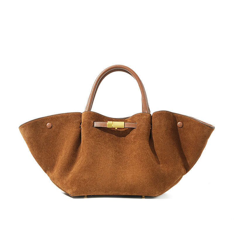 Luxury Bags Designer Niche Genuine Leather Dumpling Suede Shoulder Bags Cowhide Top Handle Bags Commuter High End Large Capacity Beach Bags Women'