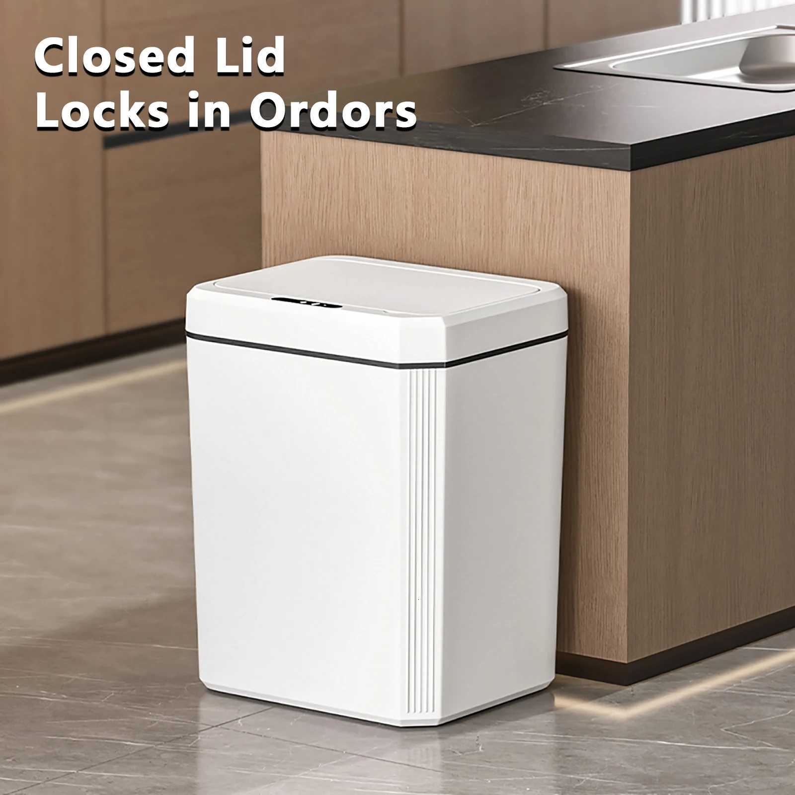 House Smart Sensor Trash Can Intelligent Touchless Trash Can Quiet Auto Motion Sensor Waste Bin for Kitchen Bathroom C251120