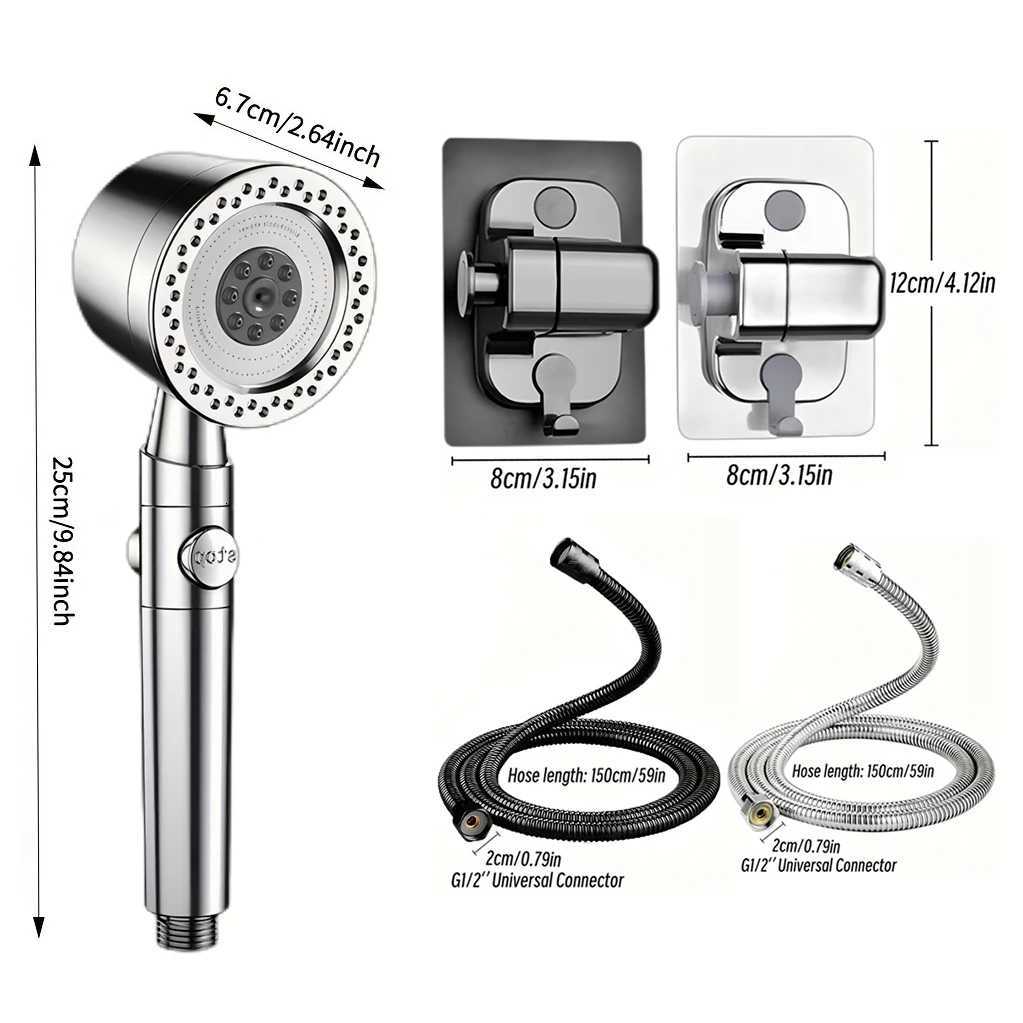 5 Modes Spray Water Saving Shower Head ABS Handheld Spa Showerheads Large Flow Portable Bathroom Filter Shower Faucet Nozzle SetM251120