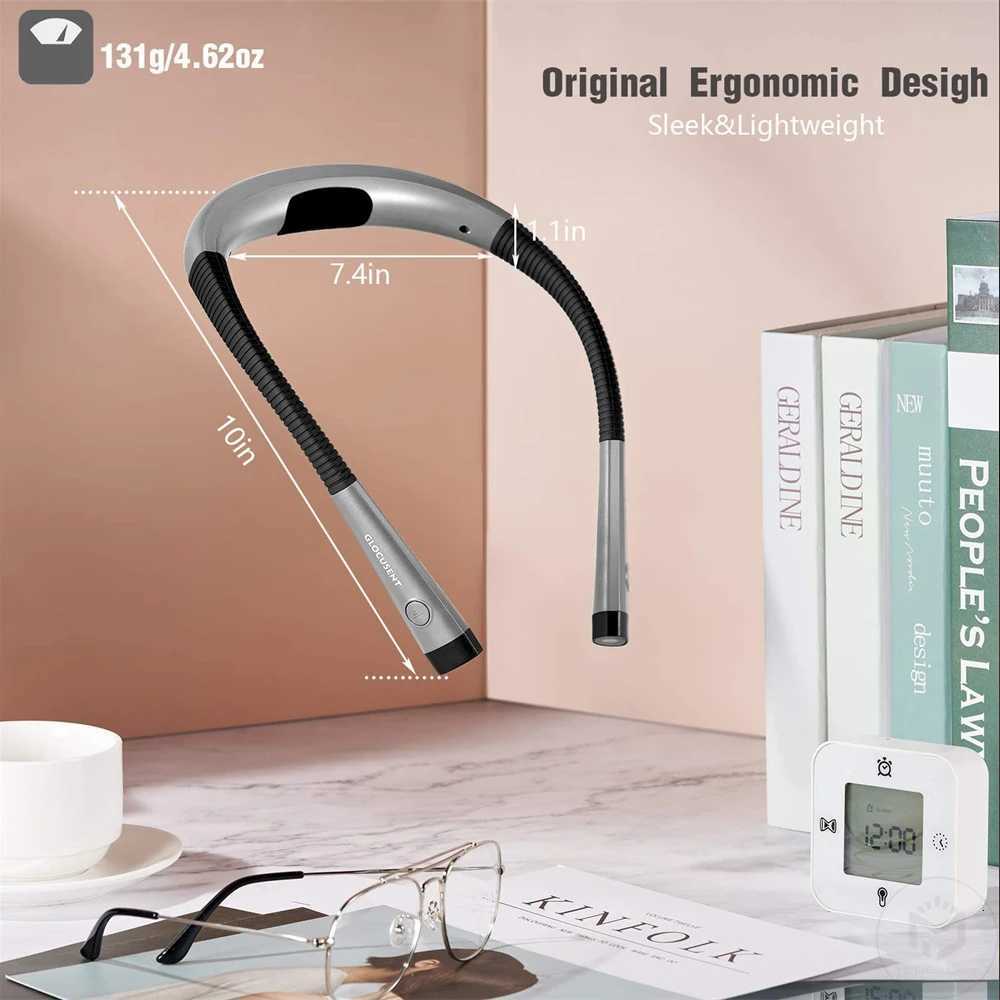 LED Neck Reading Light Usb Rechargeable Read Light in Bed 3 Colors 3 Brightness Adjustable Book Light Neck Book Reading Light M251120