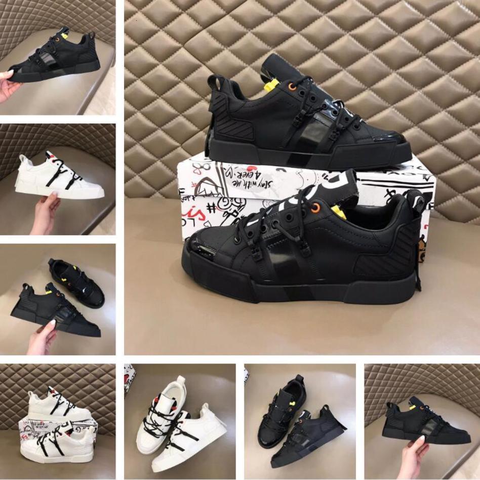 Leisure Sneakers Walking Men Portofins Shoes embossed Skateboard Nappa Leather Top Flats Low Design Top Trainers Black dol dolce and gabannas gabbanas A6QZ