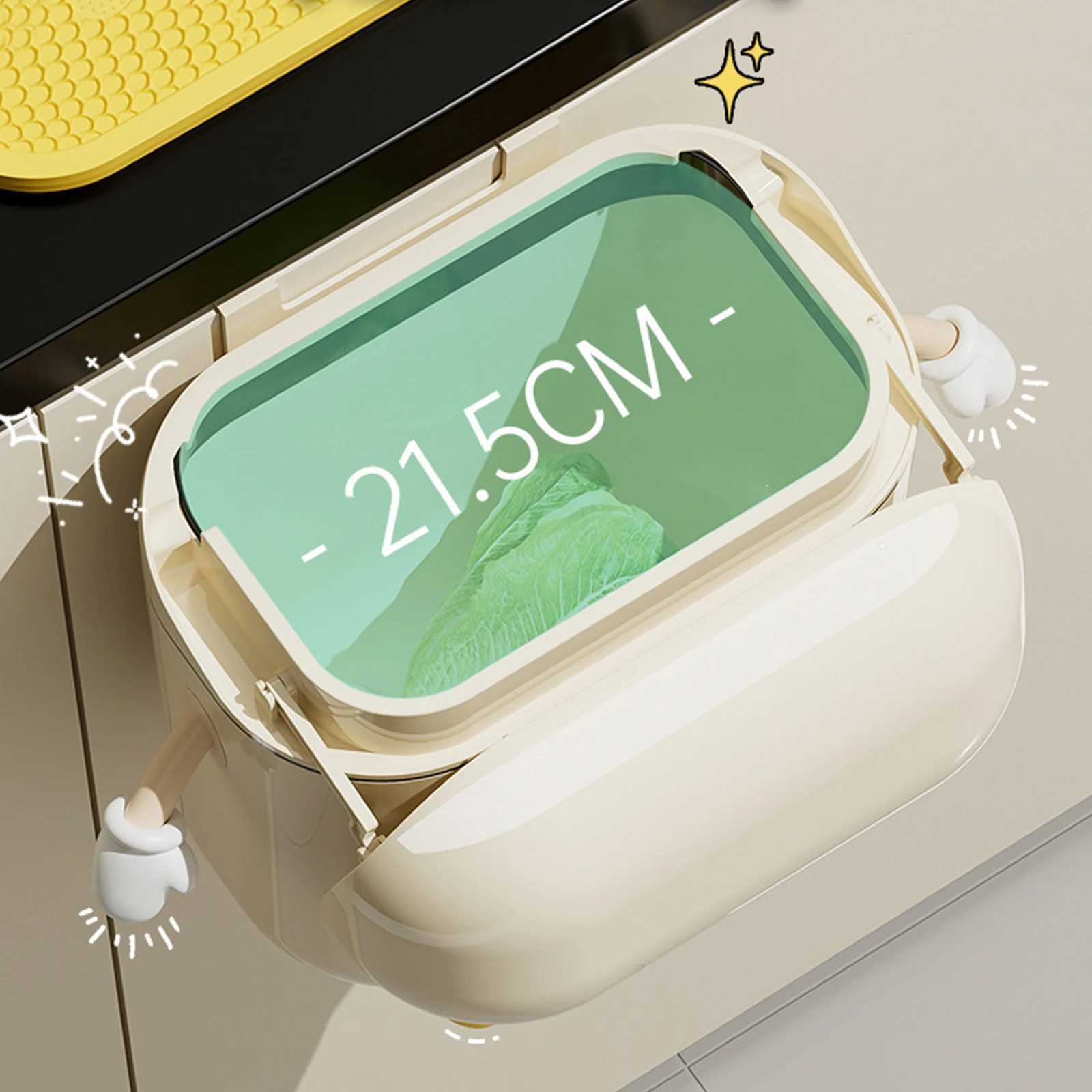 Cute expression trash can high-end household non perforated trash can light luxury cute style kitchen bathroom crevice wall mo C251120