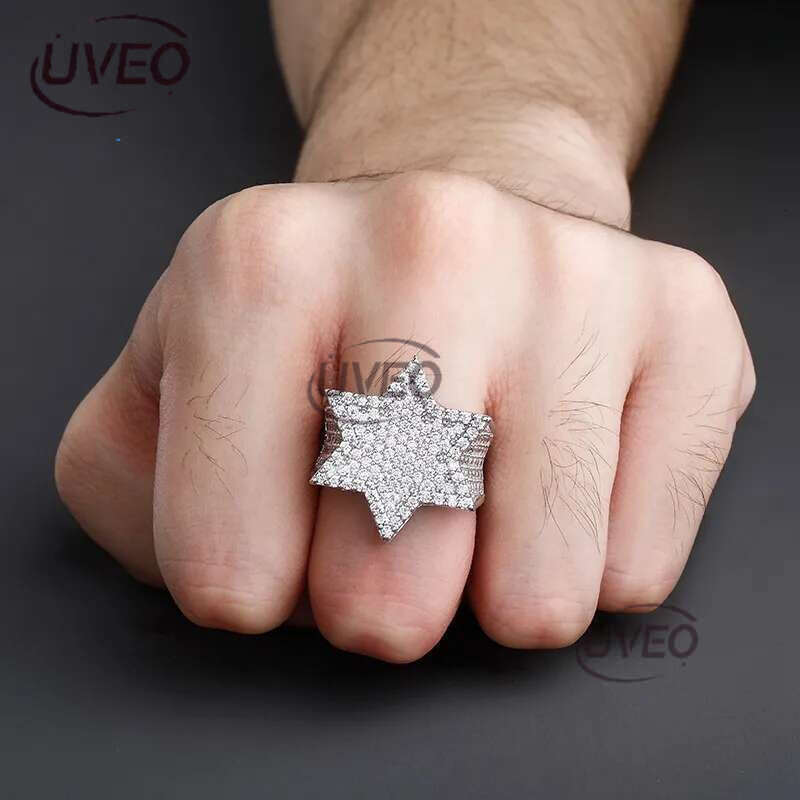 Luxury Designer Men's Ring High Quality Hexagonal Frappuccino VVS Moissanite Ring Fashion Hip Hop Ring Jewelry FREE shipping