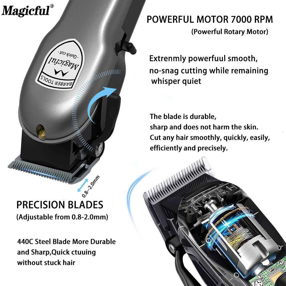 Magicful Hair Clipper Hair Trimmer For Men Rechargeable Li-ion Battery Shaving Adjustable Electric Professional Hair ClipperT251120